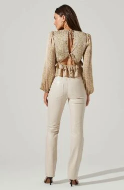 Floral Long Sleeve Tie Back Ruffle Bust Top -Chic Ladies Wear Shop AT17643 MUSTARDPINKDITSY 5