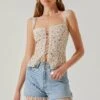 Lace Up Floral Cami Top -Chic Ladies Wear Shop AT17712 CORALCREAMDITSY 4