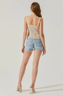 Lace Up Floral Cami Top -Chic Ladies Wear Shop AT17712 CORALCREAMDITSY 5