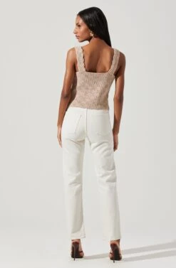 Crochet Front Tie Flyaway Top -Chic Ladies Wear Shop AT17713 TAUPE 5