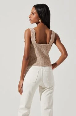 Crochet Front Tie Flyaway Top -Chic Ladies Wear Shop AT17713 TAUPE 6