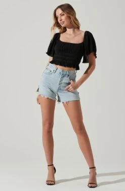 Flutter Sleeve Lace Back Top 23 Flutter Sleeve Lace Back Top -Chic Ladies Wear Shop AT17716 BLACK 2