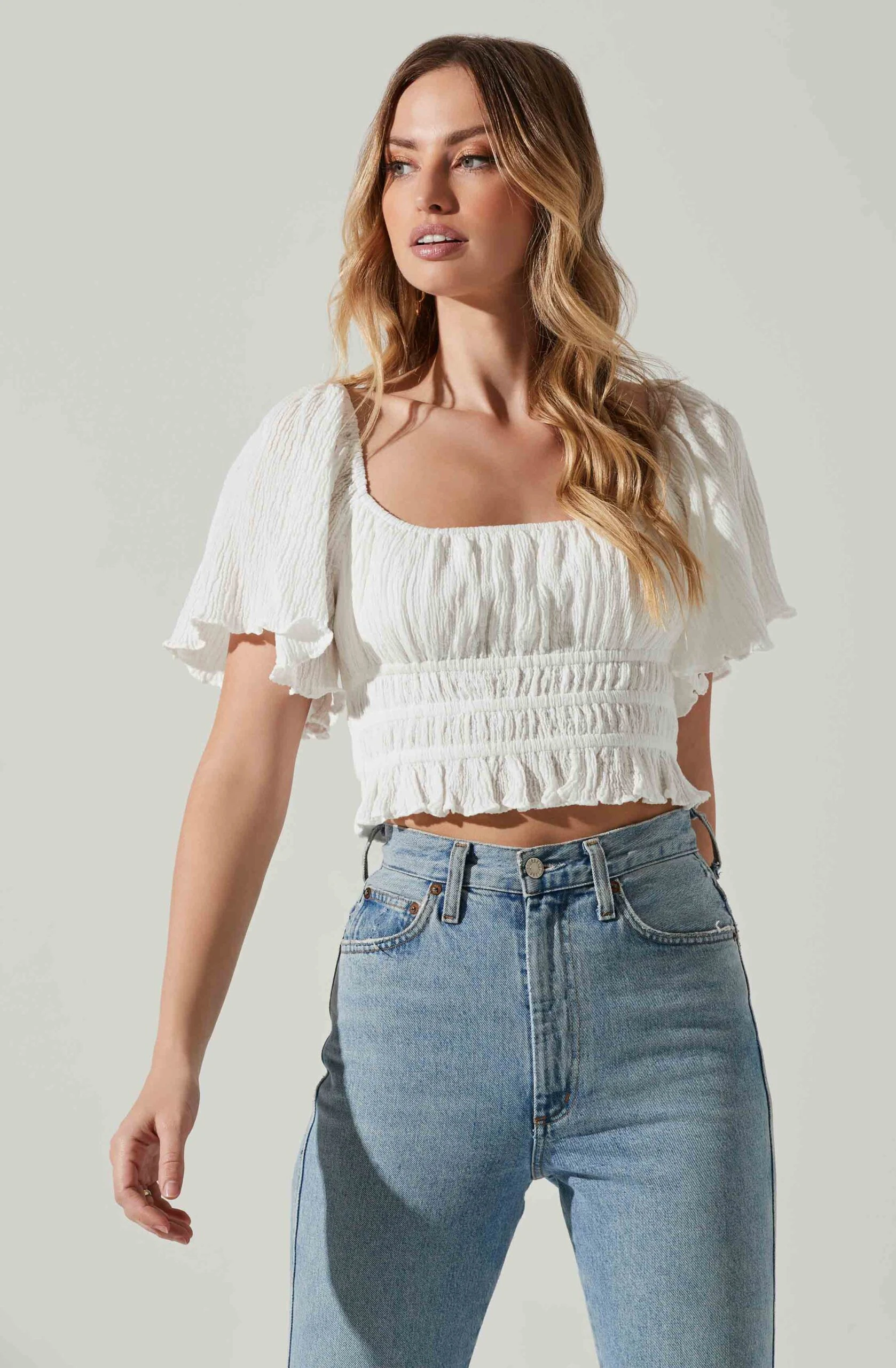 Flutter Sleeve Lace Back Top 17 Flutter Sleeve Lace Back Top - Image 15