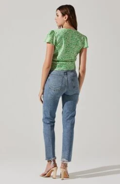 Satin V Neck Flutter Sleeve Top -Chic Ladies Wear Shop AT17746 CREAMLIMEDITSY 5