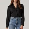 Tie Back Corset Button Up Top -Chic Ladies Wear Shop AT17840 BLACK 6