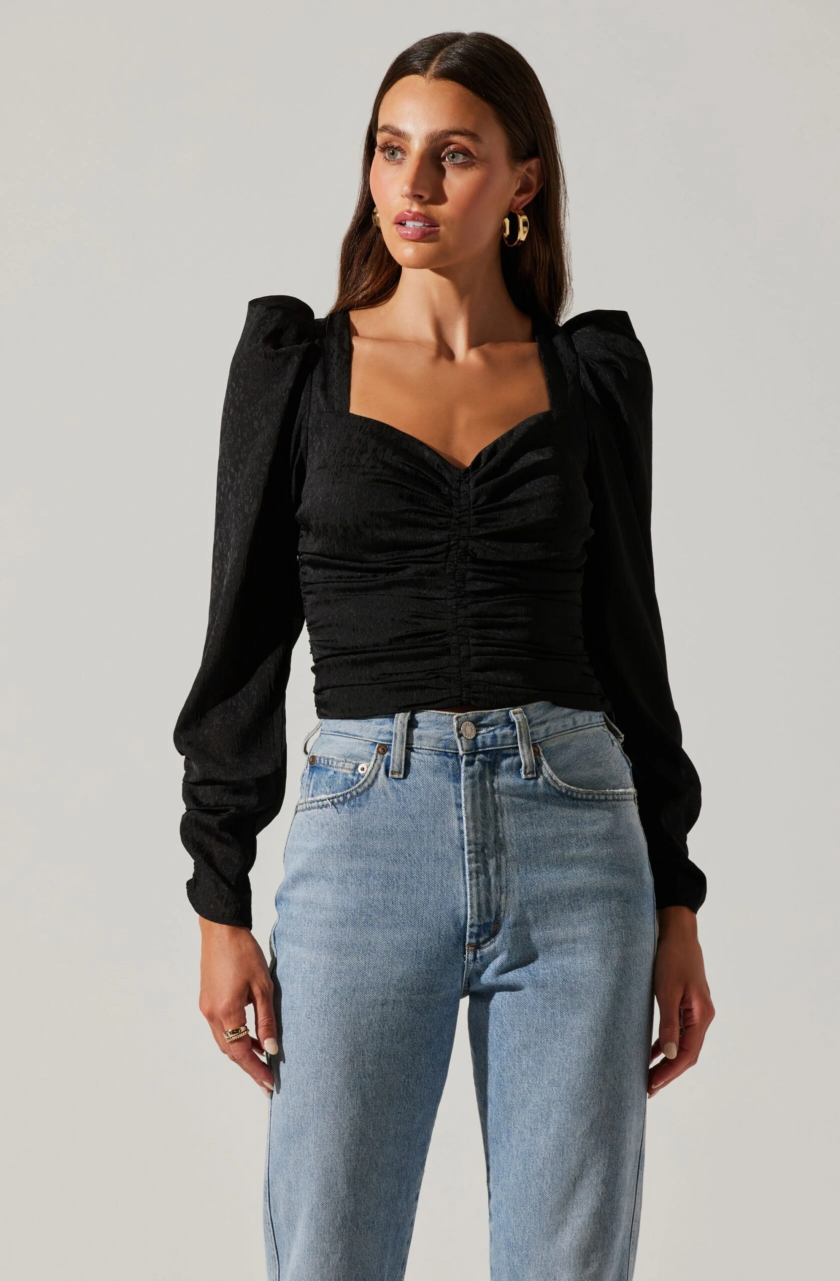 Long Sleeve Ruched Puff Sleeve Top 11 Long Sleeve Ruched Puff Sleeve Top - Image 9