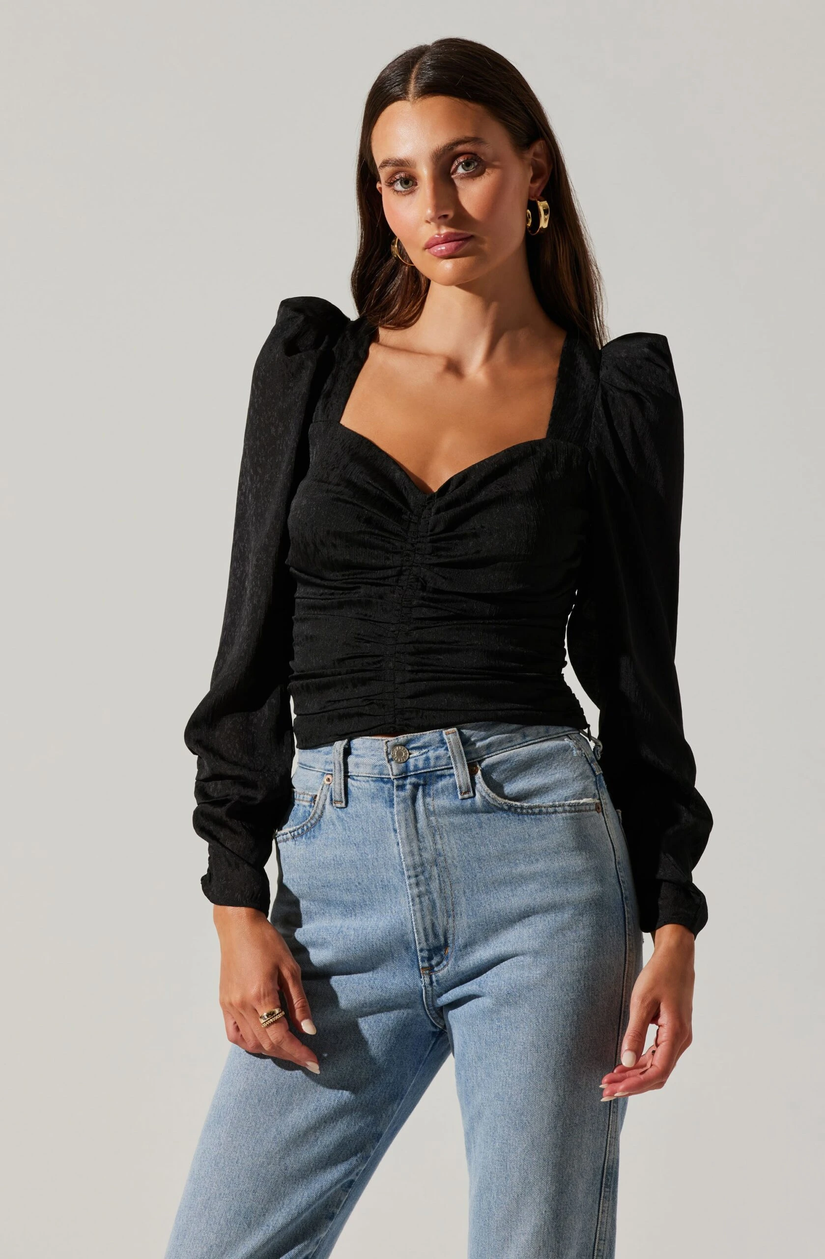 Long Sleeve Ruched Puff Sleeve Top 9 Long Sleeve Ruched Puff Sleeve Top - Image 7