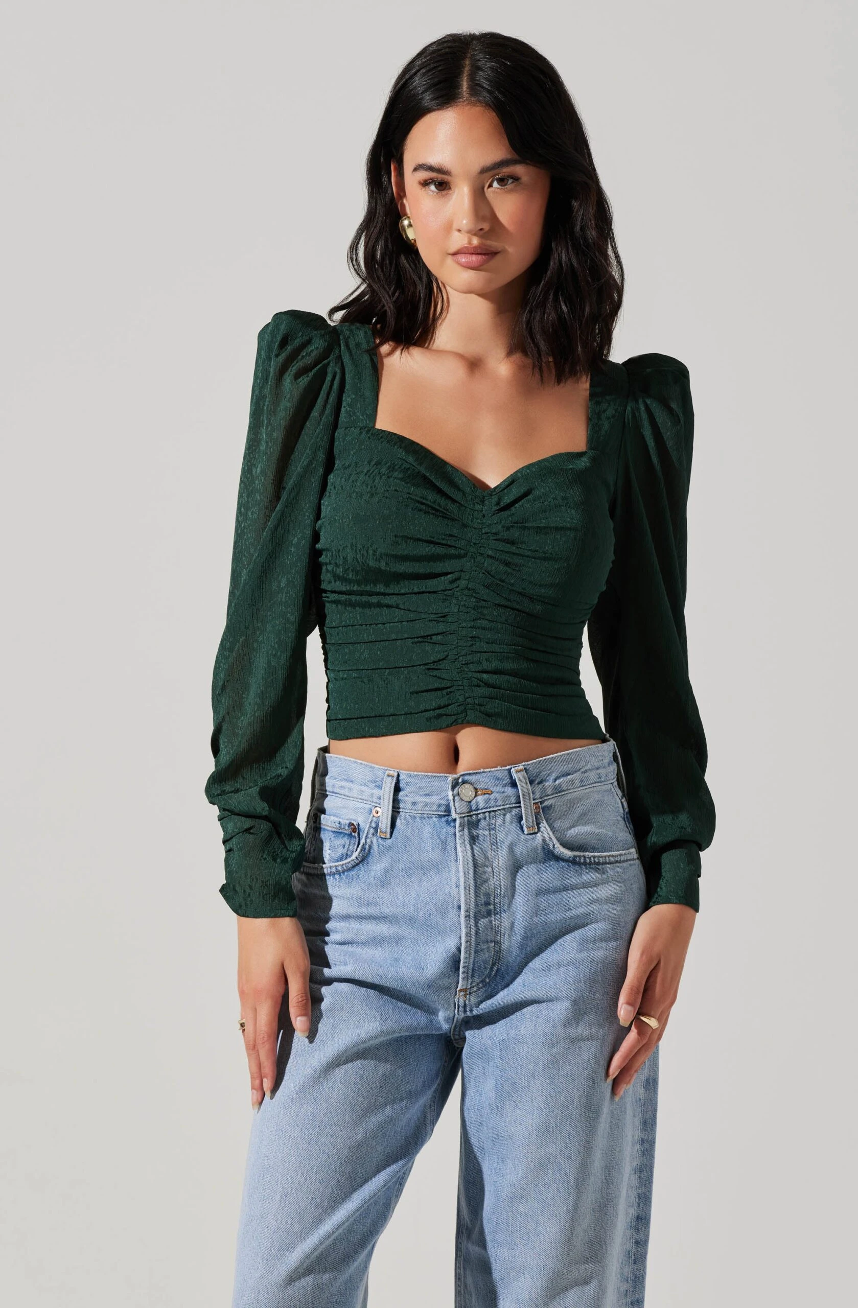 Long Sleeve Ruched Puff Sleeve Top 15 Long Sleeve Ruched Puff Sleeve Top - Image 13