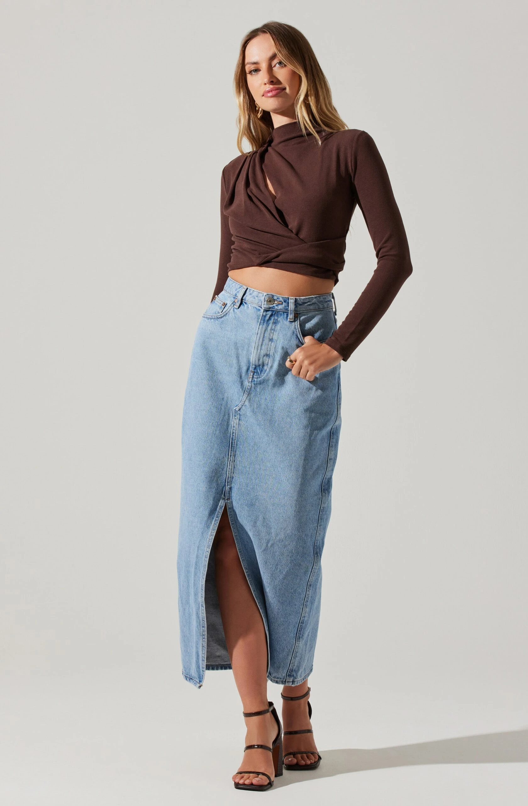 Asymmetrical Pleated Cutout Mock Neck Top 10 Asymmetrical Pleated Cutout Mock Neck Top - Image 8