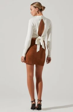 Faux Suede Mini Skirt -Chic Ladies Wear Shop LS30857 FCI CAMEL 4