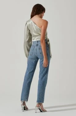 One Shoulder Side Tie Long Sleeve Top 12 One Shoulder Side Tie Long Sleeve Top -Chic Ladies Wear Shop LT17210 FCI MINTMOJITO 6