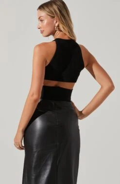 Cut Out Knit Crop Top -Chic Ladies Wear Shop LT17393 FCI BLACK 4