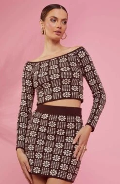 Freja Floral Knit Mini Skirt 11 Freja Floral Knit Mini Skirt -Chic Ladies Wear Shop RESORT 1286