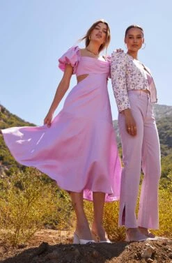 Winley Puff Sleeve Cutout Midi Dress -Chic Ladies Wear Shop Shoot 1510